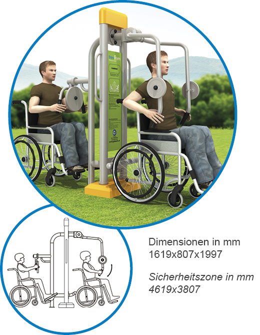 Brustkombination Brustpresse und Schwenkboard - FreeGym Barrierefrei